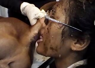 Dirty scat porn with the dog in raw Japanese fetish perversions