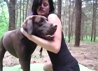Dog licks shaved cunt of a cute wife helps her to achieve orgasm