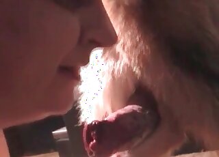 Blonde mature likes to have her dog’s dong in pussy and in mouth