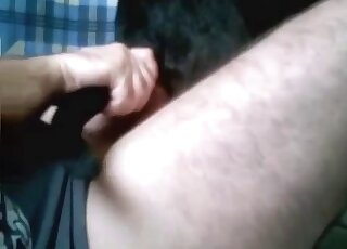 Dude's enjoying reverse cowgirl fucking with a black mutt here